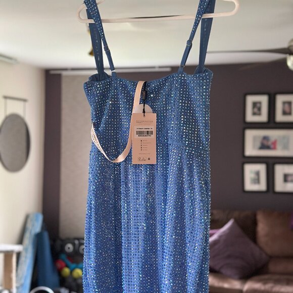 Oh Polly Ines Embellished Corset Mini Dress Cobalt Blue - Picture 3 of 6